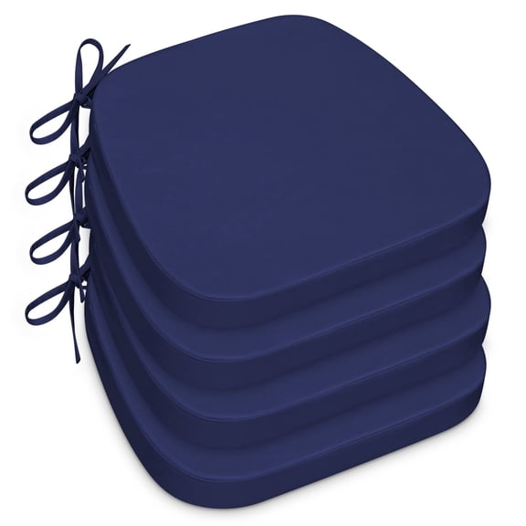Shinnwa Outdoor Patio Chair Cushions Set of 4 Waterproof Seat Cushions, Non-Slip Ties, 17" x 16" x 2", Navy Blue