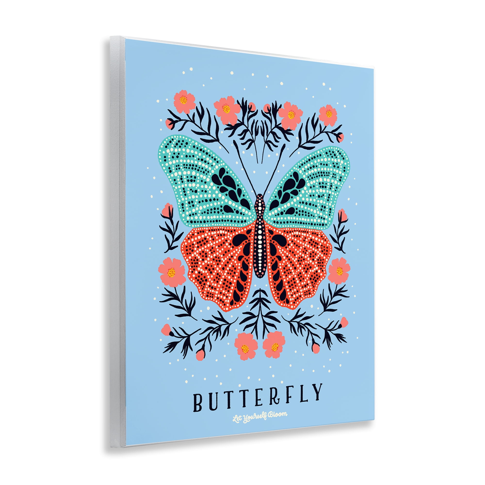 Stupell Industries Butterfly Symmetry on Blue Wall Plaque Art, design by Indira Prieto | IndySign