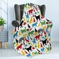 thumbnail image 4 of Cats Soft Flannel Fleece Throw Blanket, Colorful Cats and Dogs Animal Silhouettes Domestic Pets Cartoon Canine Characters, Cozy Plush for Indoor and Outdoor Use, 60" x 80", Multicolor, by Ambesonne, 4 of 5