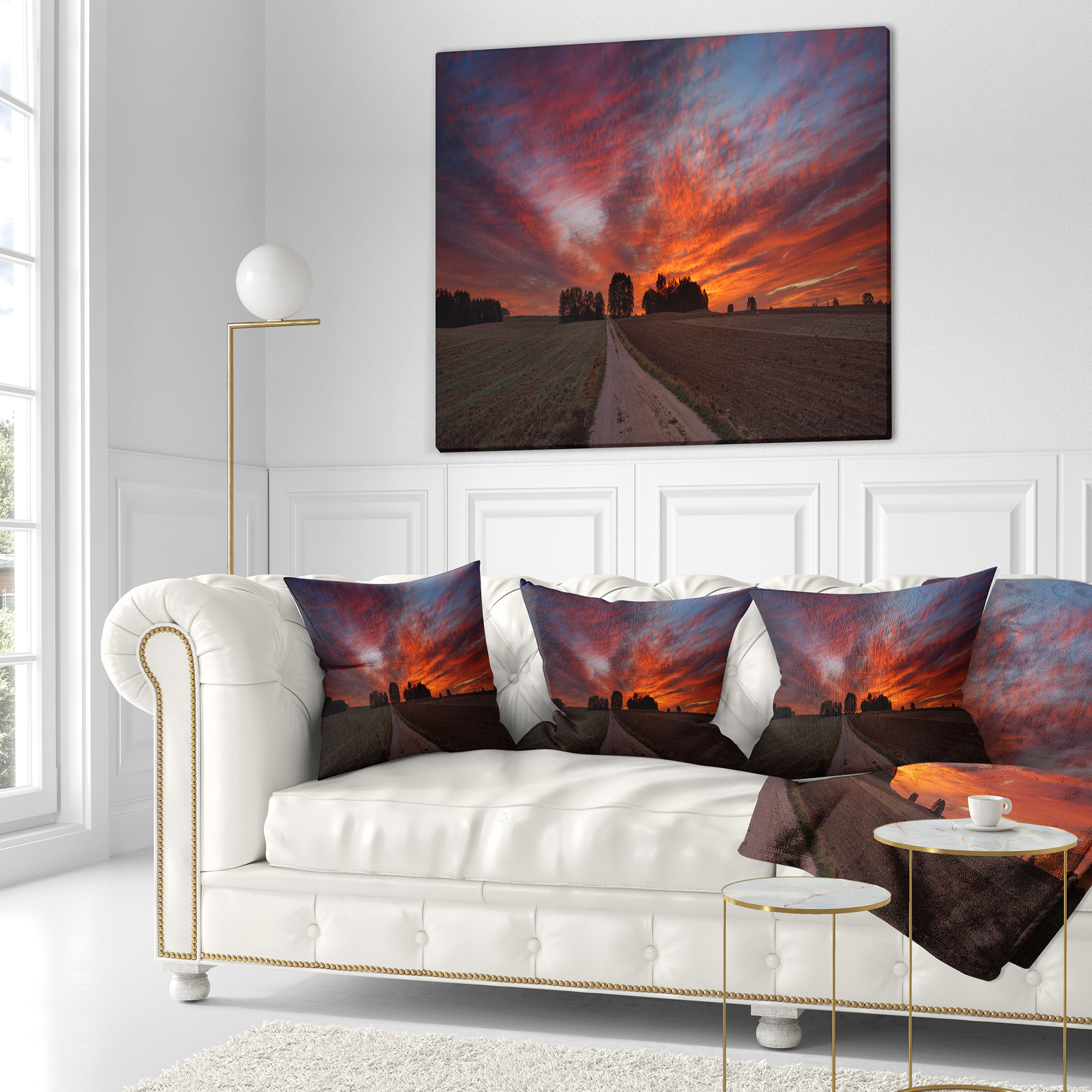 Designart Pathway to Fairy Autumn Sky - Landscape Printed Throw Pillow - 16x16