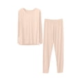 thumbnail image 4 of Xaqiouau Women Fleece Lined Pajama Set Warm Thermal Underwear Long Sleeve Top and Pants Plus Size Winter Lounge Sleepwear, 4 of 9