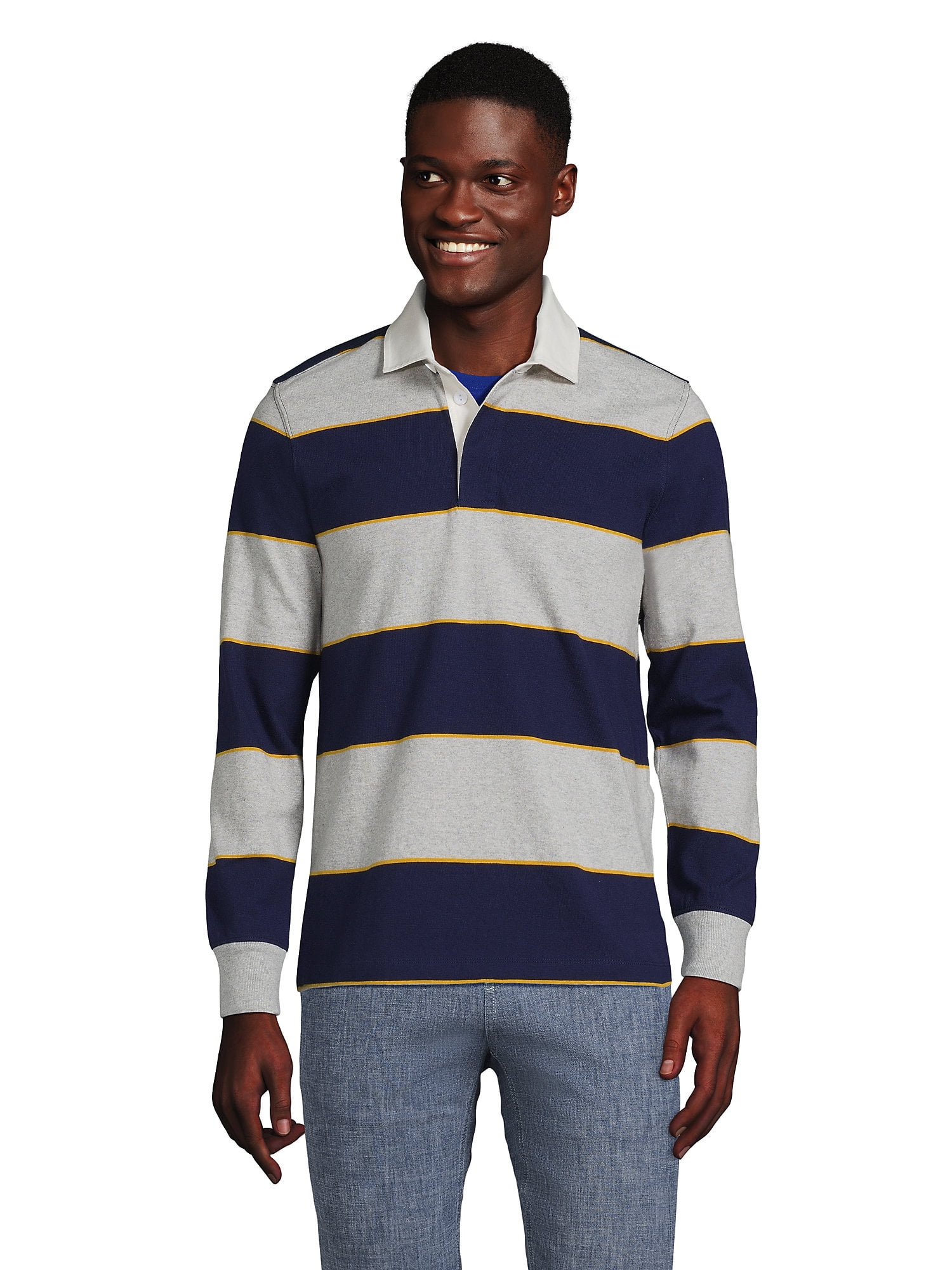 Lands' End Men's Long Sleeve Stripe Rugby Shirt - Walmart.com