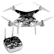 Black Floral Pattern DJI Phantom 3 Professional Skin Skins Vinyl Decal Kit
