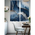 thumbnail image 4 of Abstract Art Sheer Curtains 63 Inches Long 2 Panels Simple Style Blue Gold Gradient Collage Art Light Filtering Semi Sheer Window Curtains Drapes for Bedroom Living Room 52"x63", 4 of 7