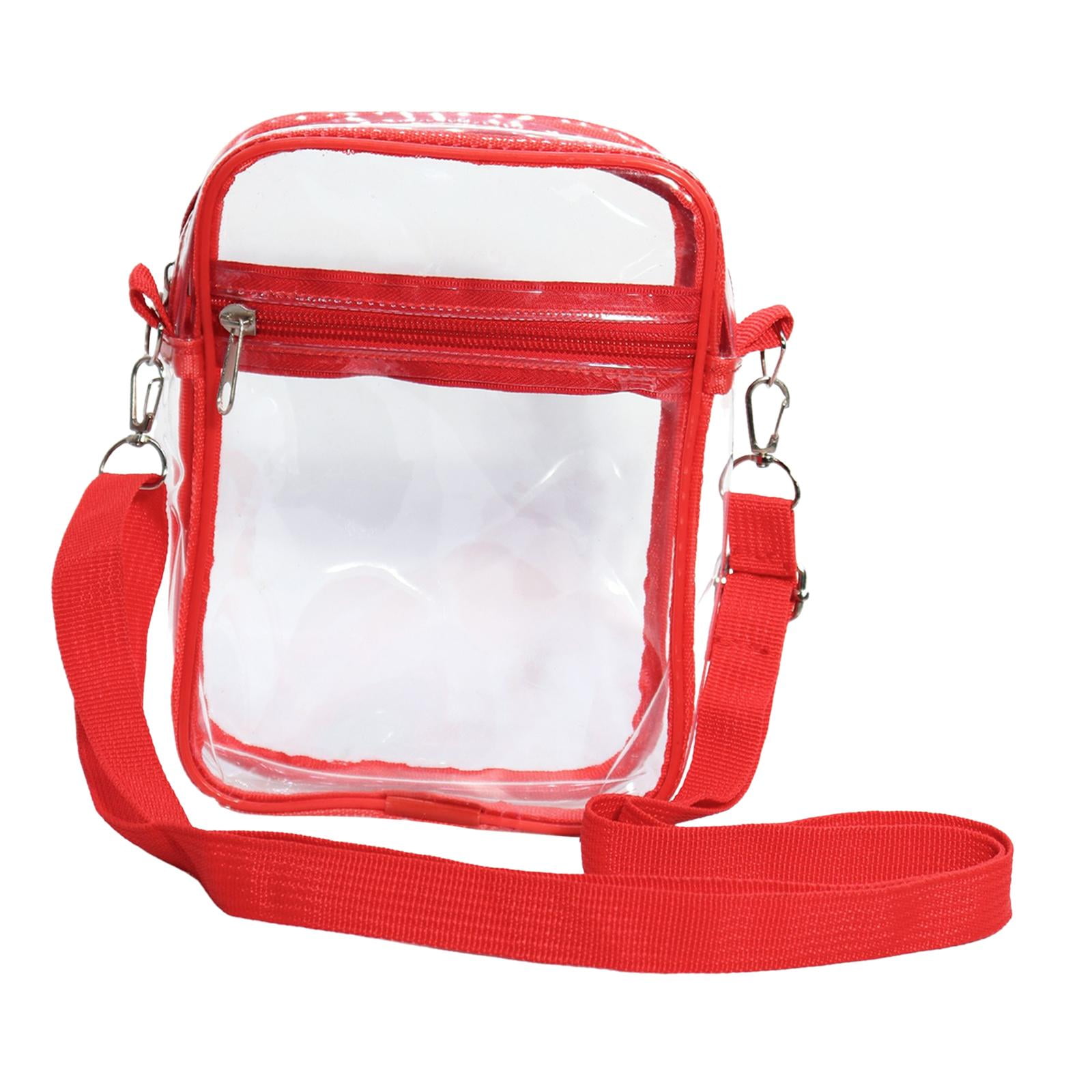 Clear Bag Clear Crossbody Bag PVC Large Capacity Adjustable Strap Tote Bag Clear red large