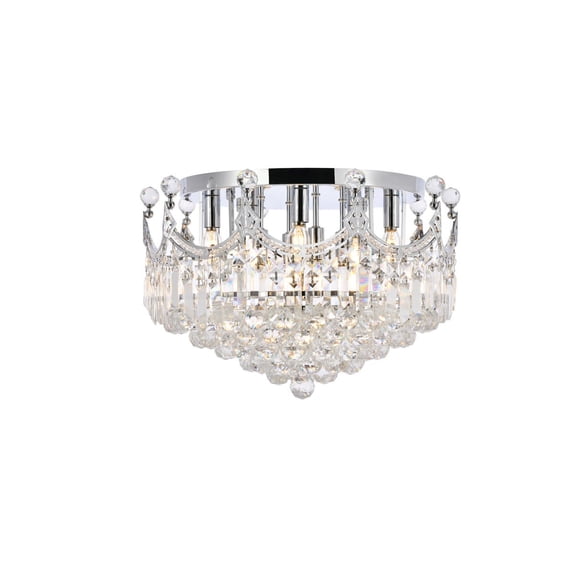 Corona 9 light Chrome Flush Mount Clear Royal Cut Crystal