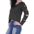 thumbnail image 5 of Moomaya Womens Plain Cut Out Sleeves Top Round Neck Casual Sexy Tee Tops, XS-XL, 5 of 8