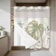 thumbnail image 4 of Palm Leaves No Hook Shower Curtain with Snap in Liner Watercolor Light Green Tropical Plants Beige Waterproof Bathroom Shower Curtain with See Through Top Window for Bathtub 72" x 72", 4 of 9