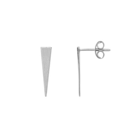 - 14k White Gold Triangle Jagger Pyramid Post Stud Earrings Geometric