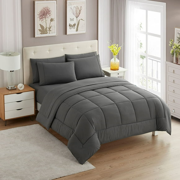 Set de edredón Sweet Home Collection Gray King, 7 piezas