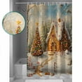 thumbnail image 4 of Christmas Gingerbread Shower Curtain, 48" x 72", House Xmas Tree Snow-covered Forest Waterproof Bathroom Curtain Washable Shower Curtain Set with 12 Hooks, 4 of 6