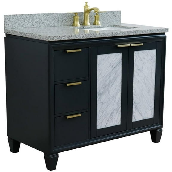 Trento 43" Solid Wood Vanity with Right Rectangle Sink in Dark Gray