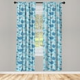 thumbnail image 3 of Ambesonne Whale Curtains, Happy Underwater Life, Pair of 28"x95", Pale Blue Navy Blue, 3 of 5