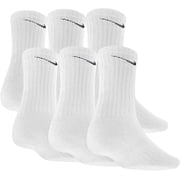 Dri-Fit Classic Cushioned Crew Socks 6 PAIR White with Black Swoosh Logo) LARGE
