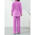 thumbnail image 4 of Coduop Women Long Sleeve Button Down Shirt High Waist Wide Leg Trousers Outfits Plus Size, 4 of 5