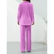 thumbnail image 4 of VISgogo Conjunto de Traje Femenino de 2 Piezas, Camisa de Manga Larga con Solapa de Color Sólido + Pantalones Largos Sueltos para Mujer, S/M/L/XL/XXL VISgogo moda, 4 of 5
