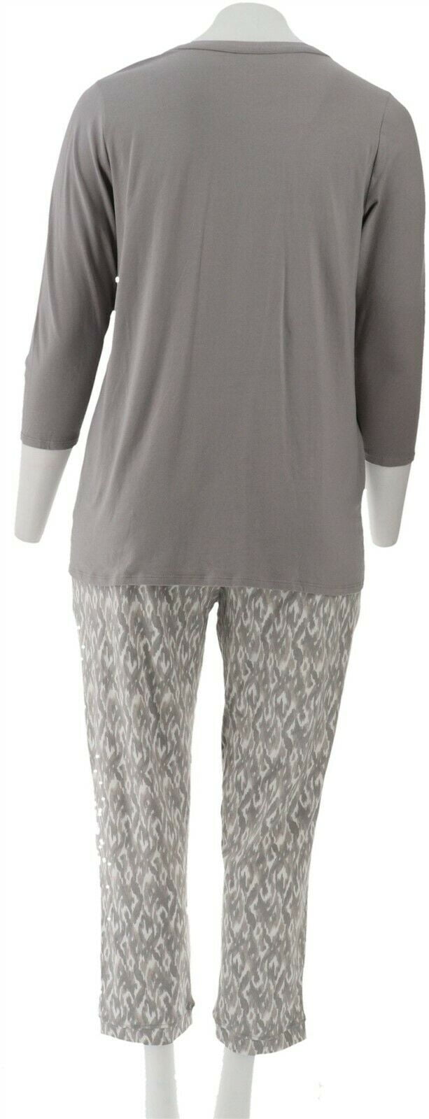 Stan Herman Jersey Knit Tunic Slim Pant Lounge Set Rosy Coral L NEW A301851