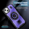 thumbnail image 2 of Case for iPhone 14 Plus,Carbon Fibre Dissipate Heat TPU+PC [Built-in Rotatable Magnetic Kickstand] Heavy Duty Drop Protection Shockproof Phone Case for iPhone 14 Plus,6.7 inch 2022 (Purple), 2 of 18