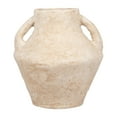 thumbnail image 6 of Two-Handled Vase for Living Room Decor - Handmade Pottery Paper Mache Flower Vase for Bedroom Vanity, House, and Office Decor - Boho Style Home Display for Table or Shelf Accent - 15", White, 6 of 13