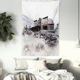 thumbnail image 3 of Western Tapestry, Old Wooden Wagons from 20's in Ghost Town Antique Wyoming Wheels Artwork Print, Wall Hanging for Bedroom Living Room Dorm Decor, 60W X 80L Inches, Brown White, by Ambesonne, 3 of 5