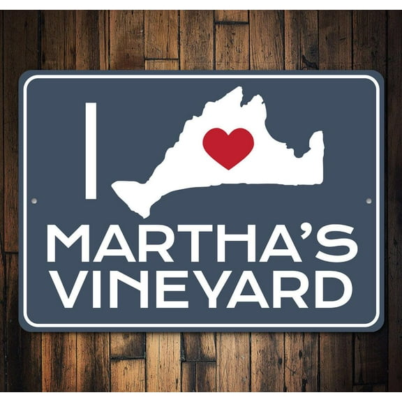 I Love Marthas Vineyard Novelty Decor, Metal Wall Sign - 10x14 Inches