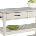thumbnail image 5 of Bowery Hill Wood Kitchen Cart with Stainless Steel Top in Off White, 5 of 11