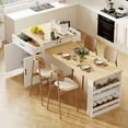 thumbnail image 1 of REDSASA Kitchen Island with Storage, Extendable Dining Table for 4-6 Seating, Island Cart with Double-sized Storage/Power Outlet/2 Drawers/2 Side Open Shelves, White, 1 of 9