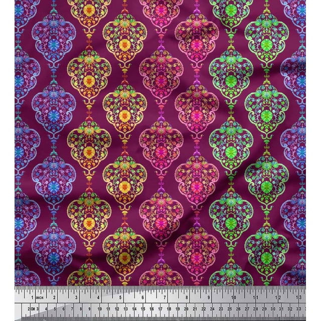 Soimoi Rayon Fabric Floral & Damask Ethnic Print Fabric by the Yard 56 Inch Wide