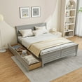 thumbnail image 1 of Gymax Full Size Wooden Bed Frame w/ 2 Storage Drawers & Under-bed Storage Gray, 1 of 10