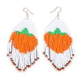 thumbnail image 2 of Beaded Dangle Earrings, Lightweight Safe Cute Pumpkin Long Beaded Tassel Earrings Handcraft  For Girls For, 2 of 8
