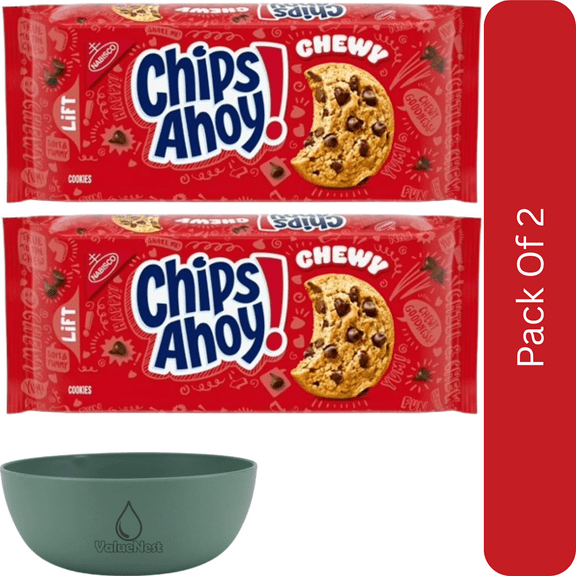 CHIPS AHOY! Chewy Chocolate Chip Cookies, 13 oz-2pk, With Olive Green Bowl By ValueNest