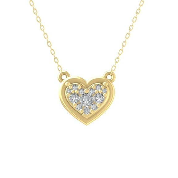 ARAIYA FINE JEWELRY 10K Yellow Gold Lab Grown Diamond Heart Pendant with Gold Plated Silver Cable Chain Necklace (1/5 cttw, D-F Color, VS Clarity) 18"