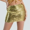 thumbnail image 4 of Gold Skirt for Women Mini Short Formal Date Night Evening Happy Holiday Gift Concert Sequin Sparkle Pencil Glitter Plain Skort Women 2025 Clothing One Size, 4 of 4
