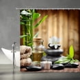 thumbnail image 2 of Spa Shower Curtain Green Bamboo Black Zen Stone White Flower Meditation Calm Japanese Asian Fabric Bathroom Decor Set Include Hooks,(36" Wx72 H), 2 of 4