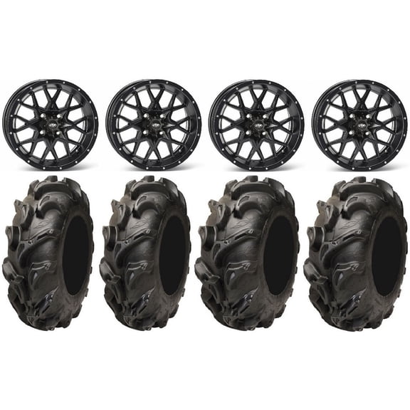 ITP Hurricane 12" Wheels Black 27" Mega Mayhem Tires Honda Foreman Rancher SRA