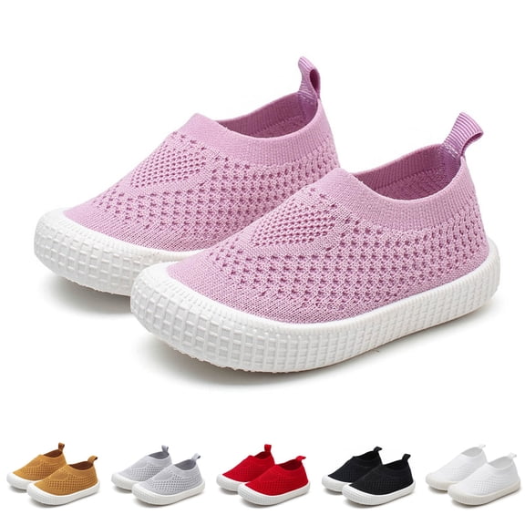 Dakaela Toddler Boy Girl Mesh Sneakers 3-12Months Baby Knitted Walking Slip on Shoes 3T 4T Little Kid Breathable Soft Sole Outdoor Shoes Black Size 4.5