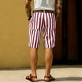 thumbnail image 4 of Fabrcox Striped Mens Linen Short Color Block Shorts for Men Casual Summer Beach Vacation Travel Big and Tall Bermuda Shorts for Men with Pockets Red S, 4 of 5