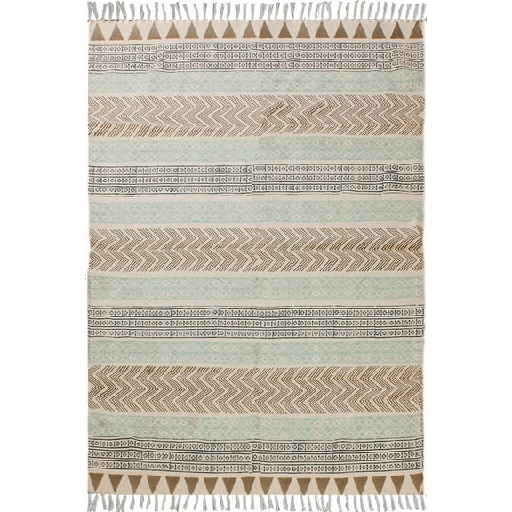 Casavani Pure Cotton Outdoor Yoga Garden Rug, Blue 2x3 feet