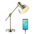 thumbnail image 2 of JONATHAN Y Allegra 18.5" Classic Farmhouse Adjustable Cantilever LED Task Lamp with USB Charging Port, Nickel/Brass Gold, JYL7124B, 2 of 5
