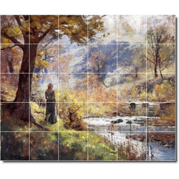 Ceramic Tile Mural-Theodore Steele Country Painting 328. 25.5" w x 21.25" h using (30) 4.25 x 4.25 ceramic tiles