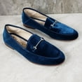 thumbnail image 7 of Sam Edelman Lior Blue Almond Toe Slip On Stacked Heel Fashion Classic Loafers (Blue Velvet Lior, 7), 7 of 7