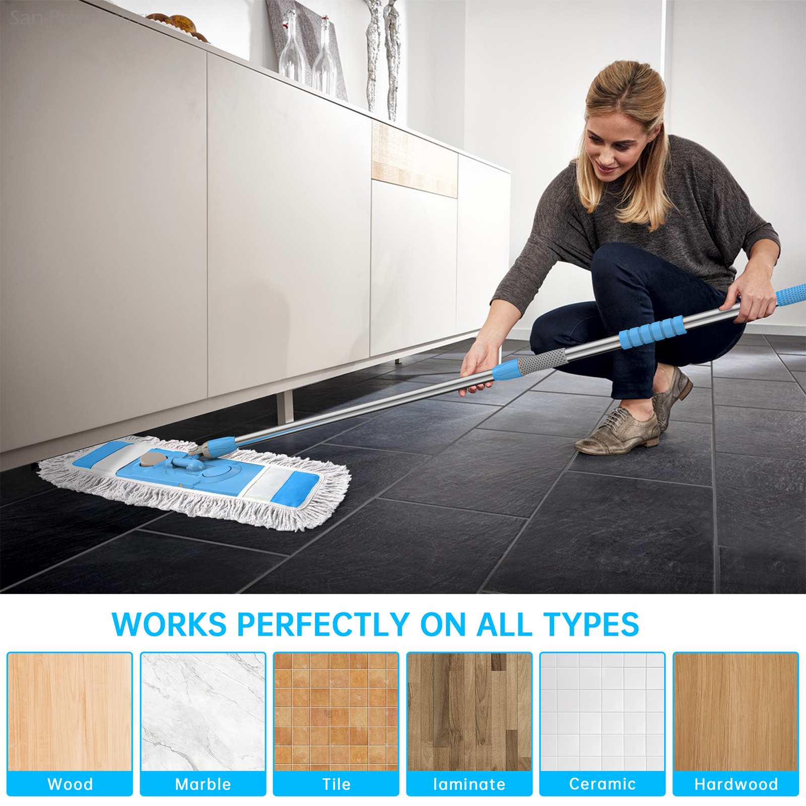 Cshidworld Dust Mop with 3 Reusable Washable Pads photo 4