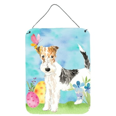 Easter Eggs Fox Terrier Wall or Door Hanging Prints