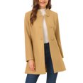 thumbnail image 4 of Abrigo de mujer INSPIRE CHIC de longitud media con cuello alto, de un solo botón, abrigo de invierno en color caqui, talla XS, 4 of 7