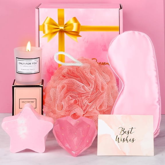 Pink Bath Sets, Birthday Gifts for Women, Rituals Gift Sets, Scented Candles, Eye Mask, Bath Salt Balls, Pamper Gifts, Spa Gift Sets for Best Friend Bestie, Mum, Sister