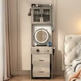 thumbnail image 4 of Ktaxon Makeup Vanity Table for Small Spaces, Vanity Table Set with 3 Color LED Light, Bedroom Dressing Table, Gray, 4 of 13