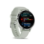 Garmin 010-02785-01 Venu 3S Health Fitness GPS Smartwatch Steel Bezel with Sage Gray Case 41mm Bundle with Deco Screen Protector, Tech Smart USA Fitness & Wellness Suite| Official Garmin USA Dealer