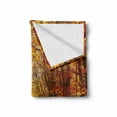 thumbnail image 2 of Fall Soft Flannel Fleece Throw Blanket, Scenic View Outdoors Empty Roadway Surrounded with Deciduous Trees Image, Cozy Plush for Indoor and Outdoor Use, 70" x 90", Redwood Yellow Orange, by Ambesonne, 2 of 6