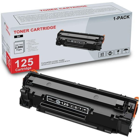 1-Pack 125 3484B001 Black Toner Cartridge High Yield Compatible CRG125 125 Replacement for Canon CRG125 125 for ImageCLASS LBP6030w LBP6000 MF3010 Printer | Up to 2,000 Pages 1 Each