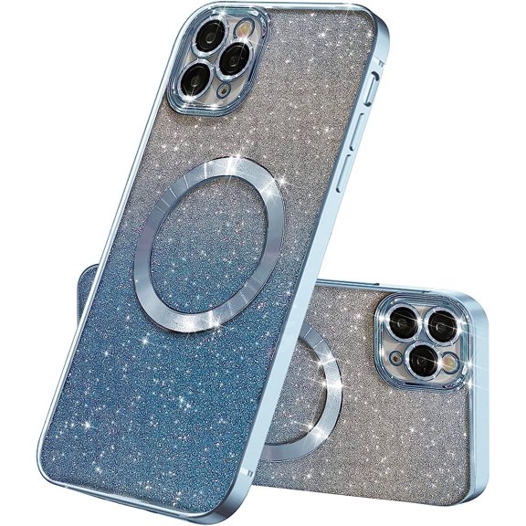 Compatible with iPhone 11 Pro Max Magnetic Gardient Glitter Case, Plating Bling Cute Case with MagSafe for Women Girls Full Camera Protector Back Cover for iPhone 11 Pro Max 6.5'' Blue